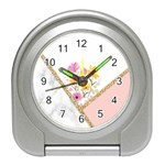 Minimal Peach Gold Floral Marble A Travel Alarm Clock Front