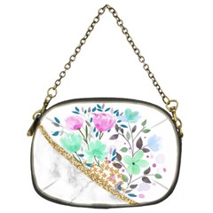 Minimal Green Gold Floral Marble A Chain Purse (two Sides) by gloriasanchez