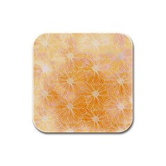 Flowers Pattern Orange Yellow Rubber Square Coaster (4 Pack)  by alllovelyideas