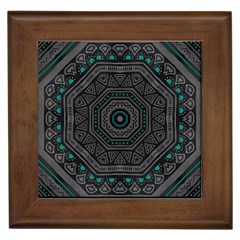 Mandala Vert Noir Pattern Framed Tile by alllovelyideas