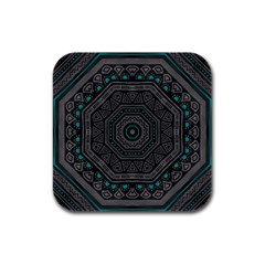 Mandala Vert Noir Pattern Rubber Square Coaster (4 Pack)  by alllovelyideas