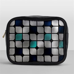 Pattern Abstrat Geometric Blue Grey Mini Toiletries Bag (one Side) by alllovelyideas