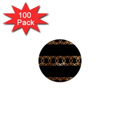 Pattern Geometric Gold Black 1  Mini Magnets (100 Pack)  by alllovelyideas