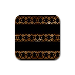 Pattern Geometric Gold Black Rubber Square Coaster (4 Pack)  by alllovelyideas