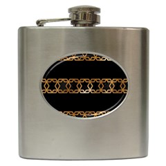 Pattern Geometric Gold Black Hip Flask (6 Oz) by alllovelyideas