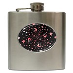 Pattern Lune étoile Profondeur Hip Flask (6 oz) Front