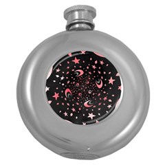 Pattern Lune Étoile Profondeur Round Hip Flask (5 Oz) by alllovelyideas