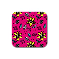 Flowers-flashy Rubber Square Coaster (4 Pack)  by alllovelyideas