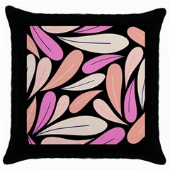 Pattern Feuilles Rose Peche Jaune Throw Pillow Case (black) by alllovelyideas