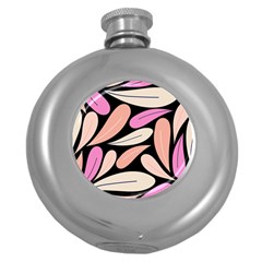 Pattern Feuilles Rose Peche Jaune Round Hip Flask (5 Oz) by alllovelyideas