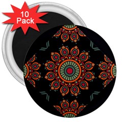 Colored Mandala Dark 2 3  Magnets (10 Pack)  by byali