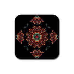 Colored Mandala Dark 2 Rubber Square Coaster (4 Pack)  by byali