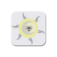 Soleil-lune-oeil Rubber Square Coaster (4 Pack)  by byali