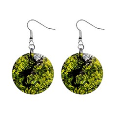 Acid Green Patterns Mini Button Earrings by kaleidomarblingart