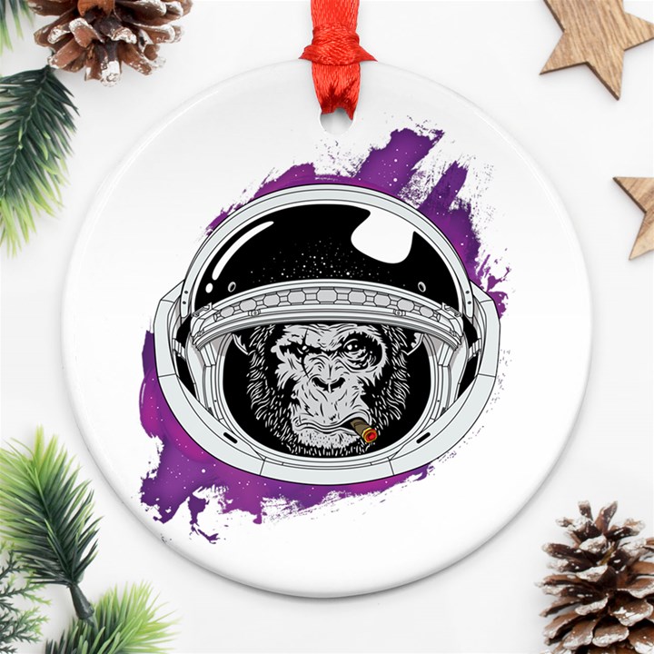 Purple spacemonkey Round Ornament (Two Sides)