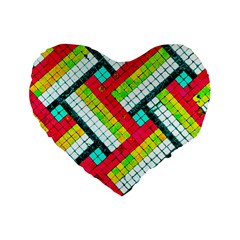 Pop Art Mosaic Standard 16  Premium Heart Shape Cushions by essentialimage365