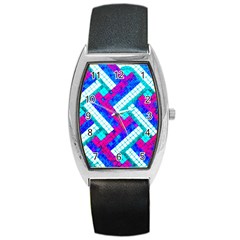 Pop Art Mosaic Barrel Style Metal Watch by essentialimage365