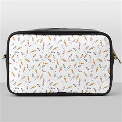 Cute Bunnies And Carrots Pattern, Light Colored Theme Toiletries Bag (one Side) by Casemiro