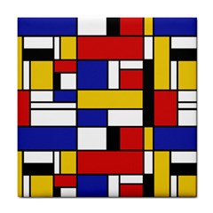 Stripes And Colors Textile Pattern Retro Tile Coaster by DinzDas