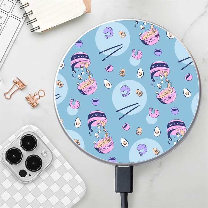 Japanese Ramen Sushi Noodles Rice Bowl Food Pattern 2 Wireless Charger