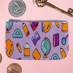 Back To School And Schools Out Kids Pattern Large Coin Purse by DinzDas