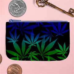 Weed Rainbow, Ganja Leafs Pattern In Colors, 420 Marihujana Theme Large Coin Purse by Casemiro