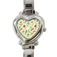 Seamless Pattern With Vegetables  Delicious Vegetables Heart Italian Charm Watch by SychEva