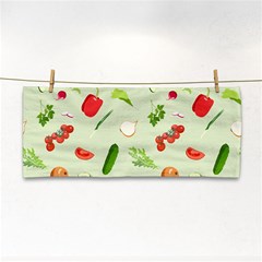 Seamless Pattern With Vegetables  Delicious Vegetables Hand Towel by SychEva