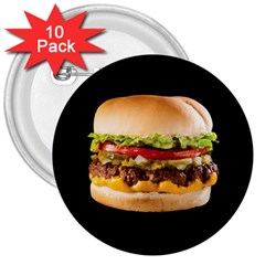 Cheeseburger 3  Buttons (10 Pack)  by snackkingdom