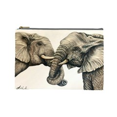 Two Elephants  Cosmetic Bag (large) by ArtByThree