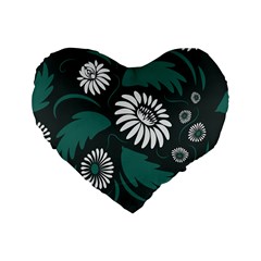 Folk Flowers Pattern Standard 16  Premium Heart Shape Cushions by Eskimos