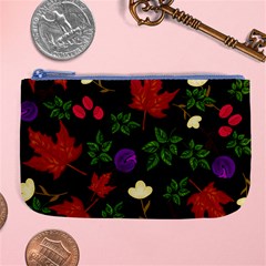 Golden Autumn, Red-yellow Leaves And Flowers  Large Coin Purse by Daria3107