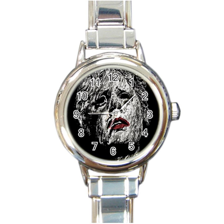 Creepy Head Sculpture Artwork Round Italian Charm Watch