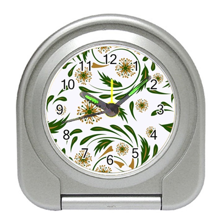 Folk flowers pattern Floral surface design Travel Alarm Clock