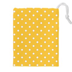 1950 Happy Summer Yellow White Dots Drawstring Pouch (5xl) by SomethingForEveryone