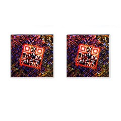 Root Humanity Bar And Qr Code In Flash Orange And Purple Cufflinks (square) by WetdryvacsLair