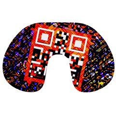 Root Humanity Bar And Qr Code In Flash Orange And Purple Travel Neck Pillow by WetdryvacsLair