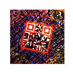 Root Humanity Bar And Qr Code In Flash Orange And Purple Small Satin Scarf (square) by WetdryvacsLair