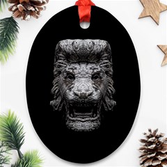 Creepy Lion Head Sculpture Artwork 2 Ornament (oval) by dflcprintsclothing