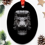 Creepy Lion Head Sculpture Artwork 2 Ornament (Oval) Front