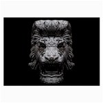 Creepy Lion Head Sculpture Artwork 2 Large Glasses Cloth Front