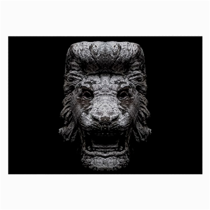 Creepy Lion Head Sculpture Artwork 2 Large Glasses Cloth