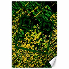 Root Humanity Bar And Qr Code Green And Yellow Doom Canvas 12  X 18  by WetdryvacsLair