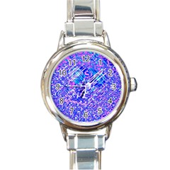 Root Humanity Bar And Qr Code Combo In Purple And Blue Round Italian Charm Watch by WetdryvacsLair