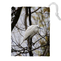 White Egret Drawstring Pouch (5xl) by SomethingForEveryone