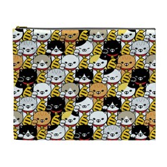 Cat-seamless-pattern-lucky-cat-japan-maneki-neko-vector-kitten-calico-pet-scarf-isolated-repeat-back Cosmetic Bag (xl) by elchino