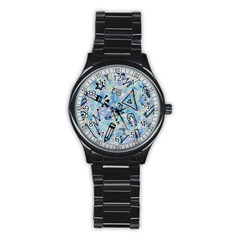 Science-education-doodle-background Stainless Steel Round Watch by Sapixe