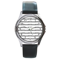 Athletic Running Graphic Silhouette Pattern Round Metal Watch by dflcprintsclothing