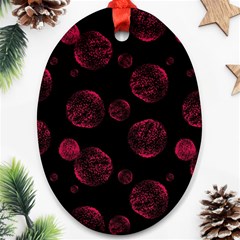 Red Sponge Prints On Black Background Oval Ornament (two Sides) by SychEva