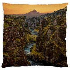 Landscape-cannon-river-mountain Large Cushion Case (two Sides) by Sudhe